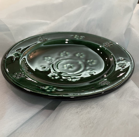 【新商品】作家エサノフ・リシタン陶器・手描き模様・17センチ皿 A(一点もの)