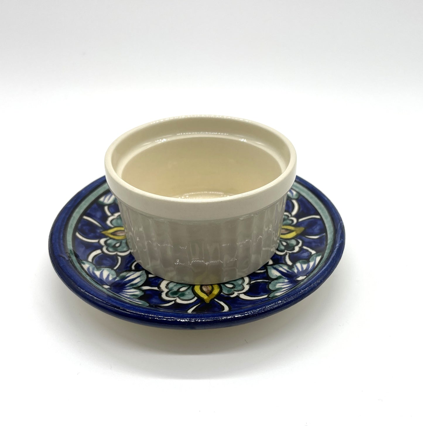 【リシタン陶器】小皿(石榴ザクロの花輪・職人による手描き)化粧ケース入り