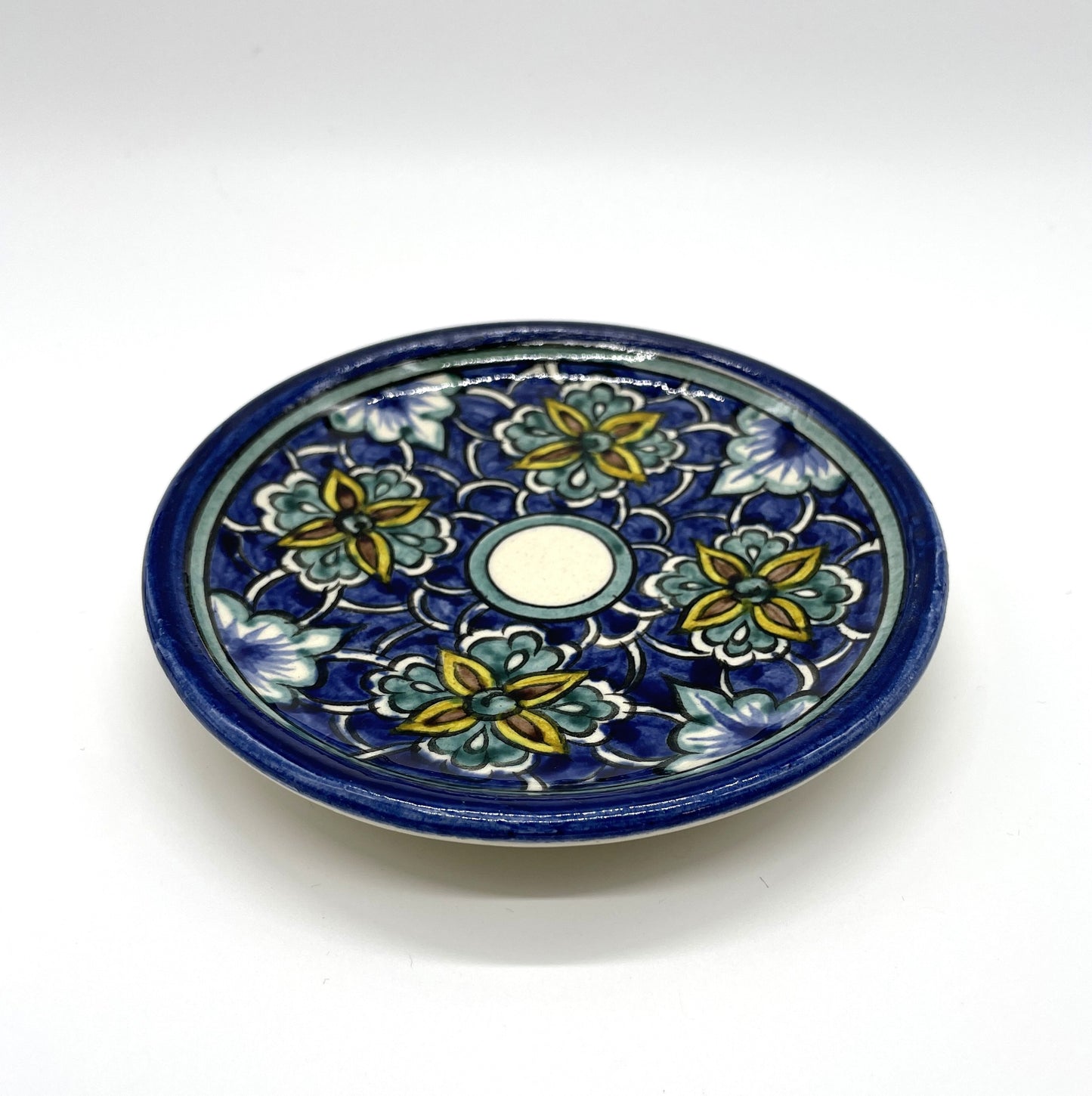 【リシタン陶器】小皿(石榴ザクロの花模様・職人による手描き)化粧ケース入り