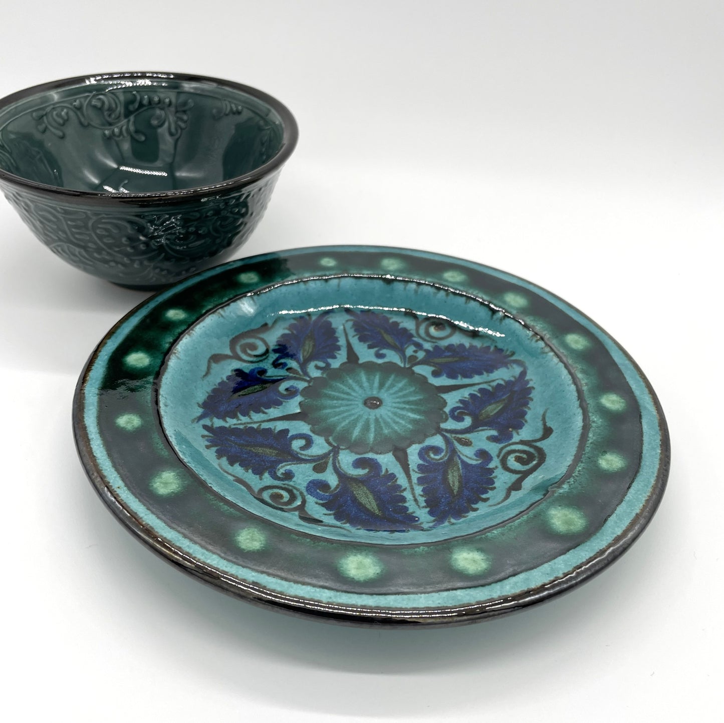 【新商品】リシタン陶器・皿・手描き模様A(一点もの)