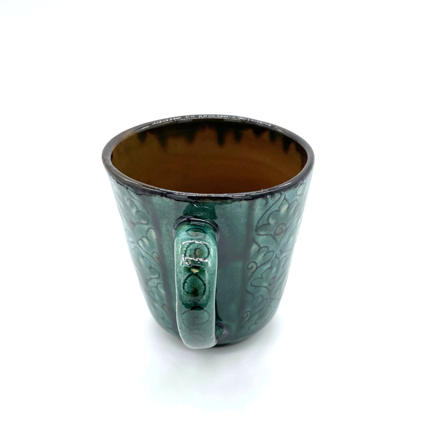 残り1点のみ【新商品・花模様】イシコールの深い青・リシタン陶器マグカップ(一点もの)