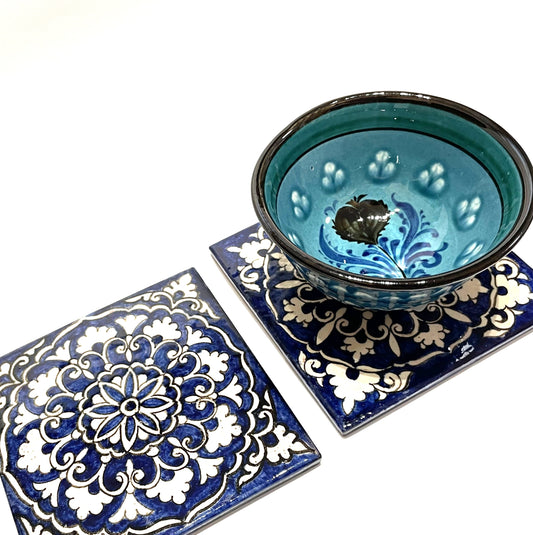 実用的なタイル仕様【手描きリシタン陶器】鍋敷または菓子皿にも