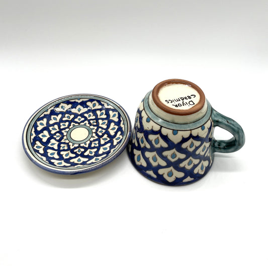 入荷しました★化粧箱入りギフト包装【リシタン陶器A】コーヒーカップ&小皿ソーサーのセット