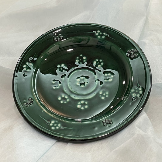 【新商品】作家エサノフ・リシタン陶器・手描き模様・１７センチ皿 A（一点もの）