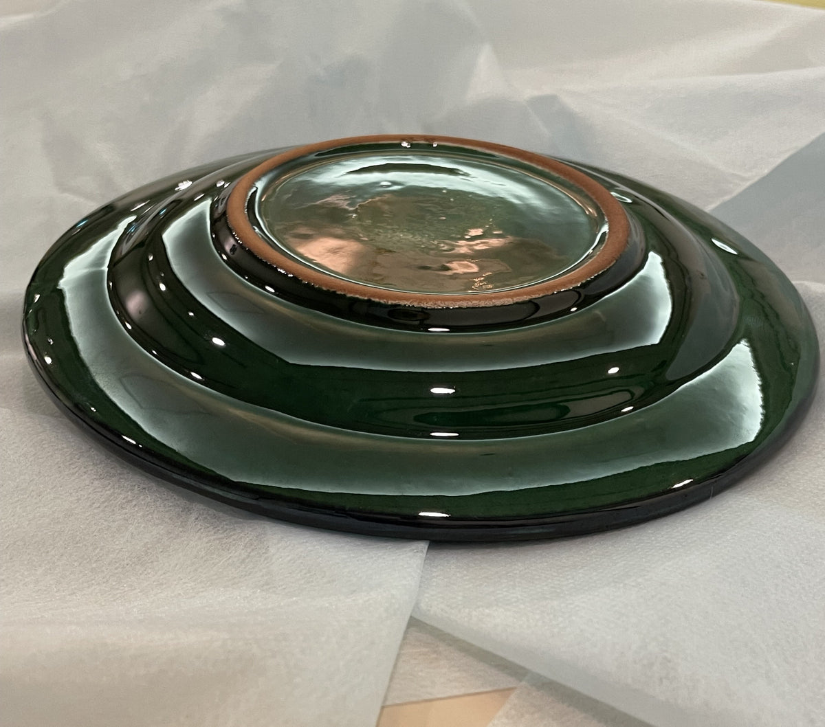 【新商品】作家エサノフ・リシタン陶器・手描き模様・１７センチ皿 A（一点もの）