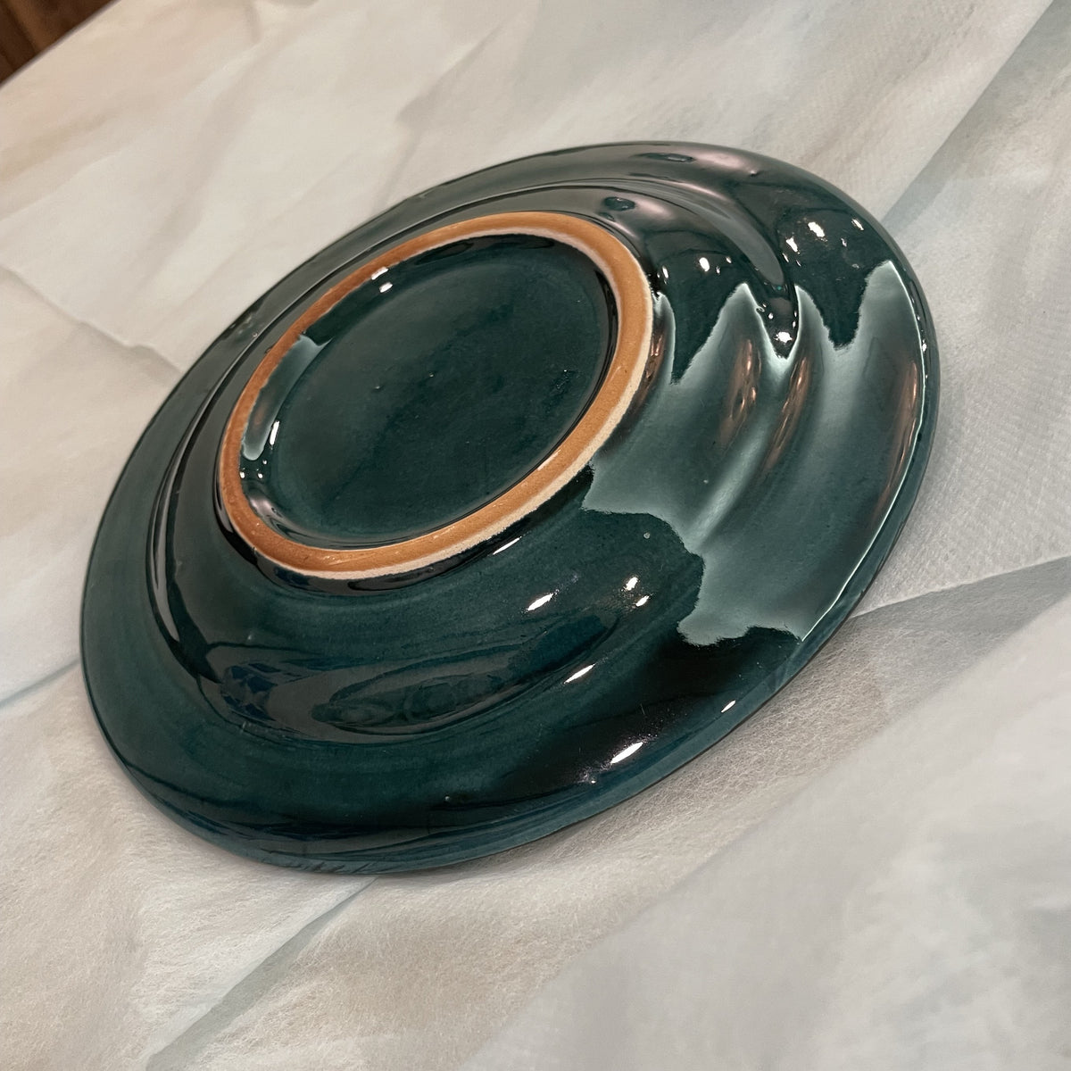 【新商品】作家エサノフ・リシタン陶器・手描き模様・フチ周りイッチン盛技法１７センチ皿 E（一点もの）