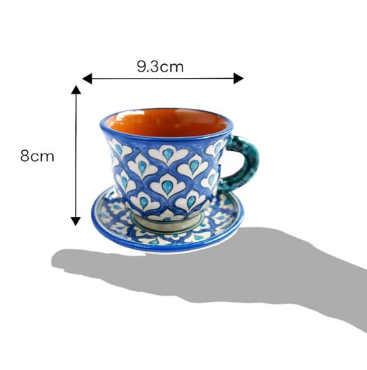 【新商品セット・化粧箱入り】Blue＆White白・手描きリシタン陶器コーヒーカップ＆国産の香り柔らかハーブティー（伊豆松崎産）