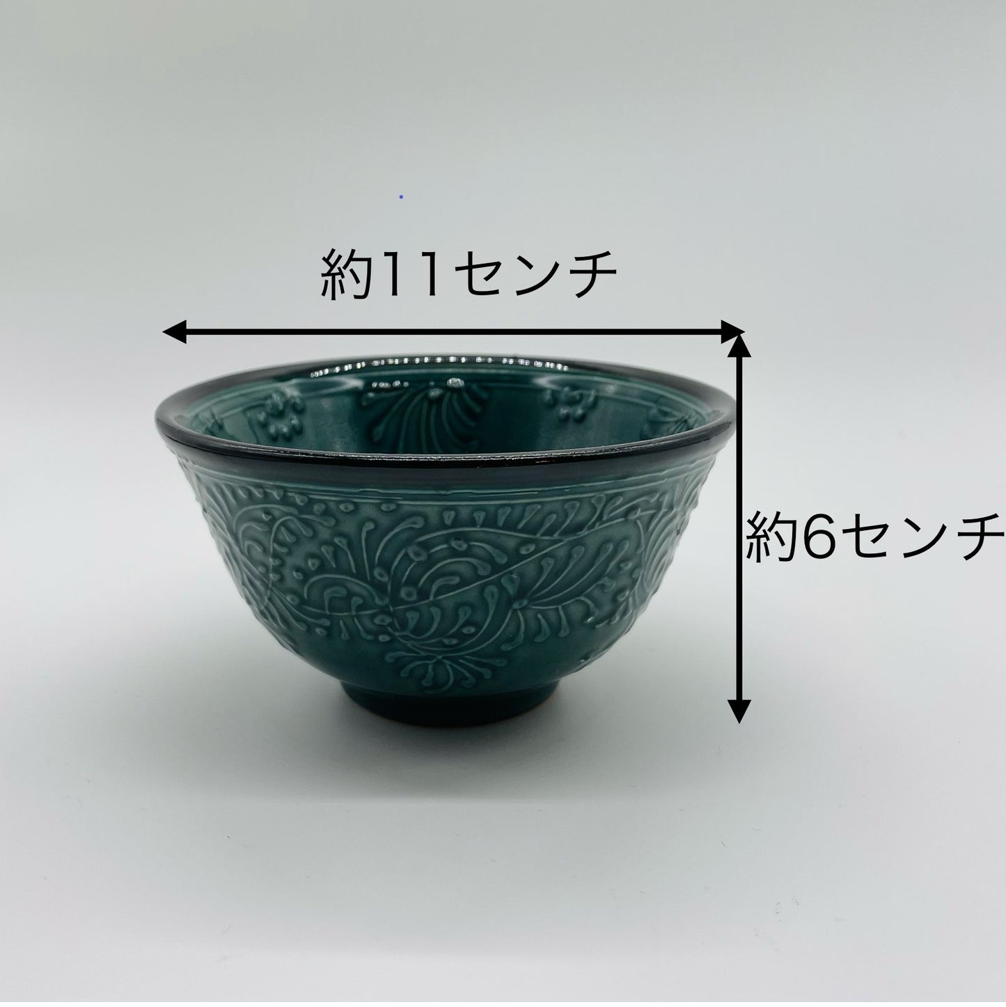 new【リシタンブルー・イシコールの深い青】カフェボウル（手描き茶碗・植物文様・一点物）