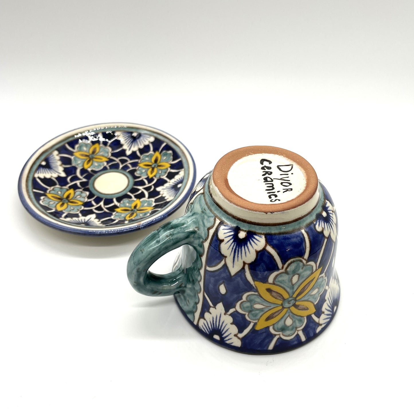 入荷しました★化粧箱入りギフト包装【リシタン陶器B】コーヒーカップ＆小皿ソーサーのセット