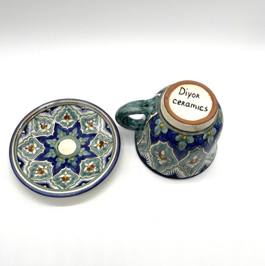 ディヨールさんが日本へ特別仕様★手描き【リシタン陶器C】カップ＆小皿ソーサーのセット