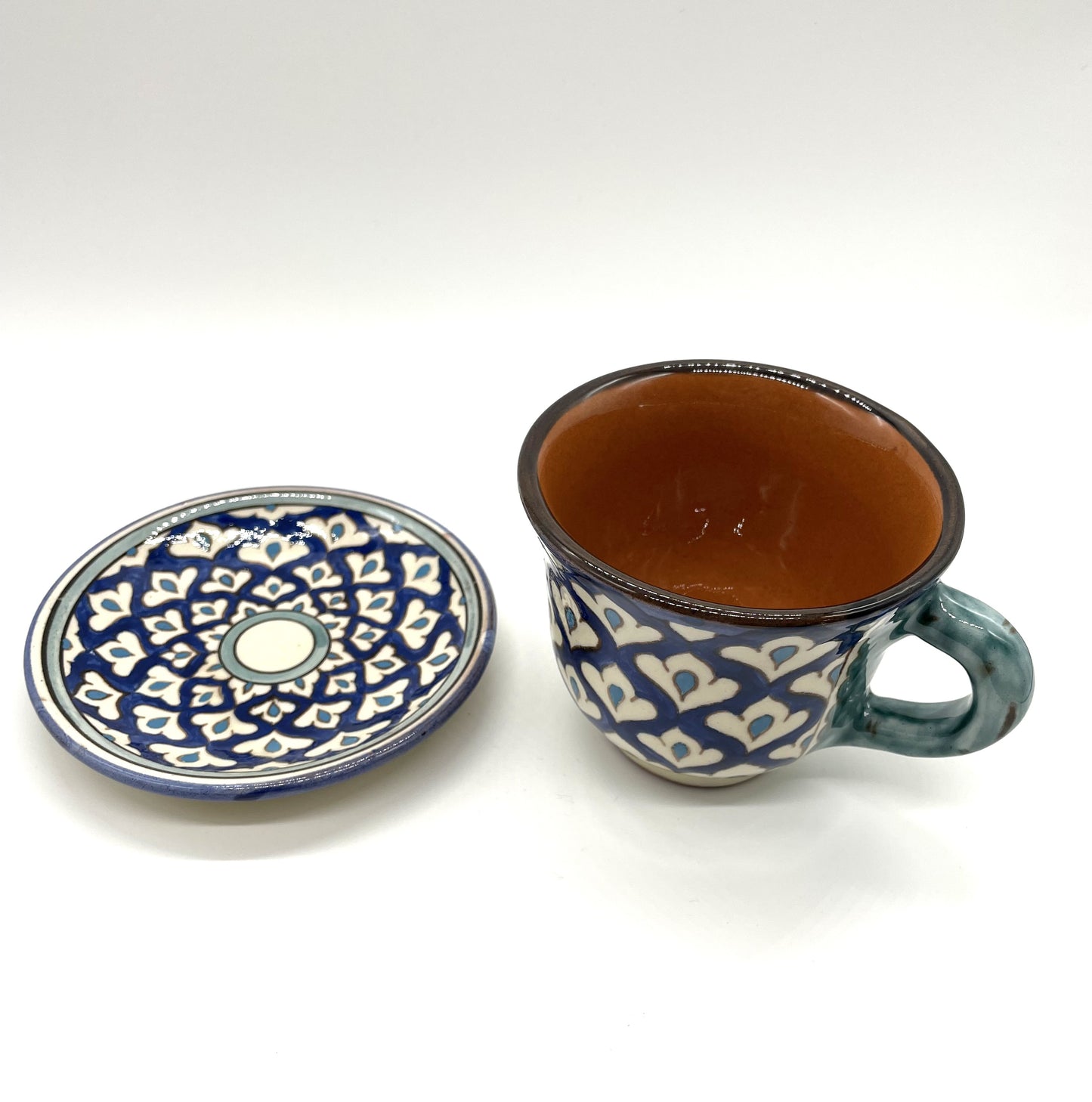 入荷しました★化粧箱入りギフト包装【リシタン陶器A】コーヒーカップ＆小皿ソーサーのセット