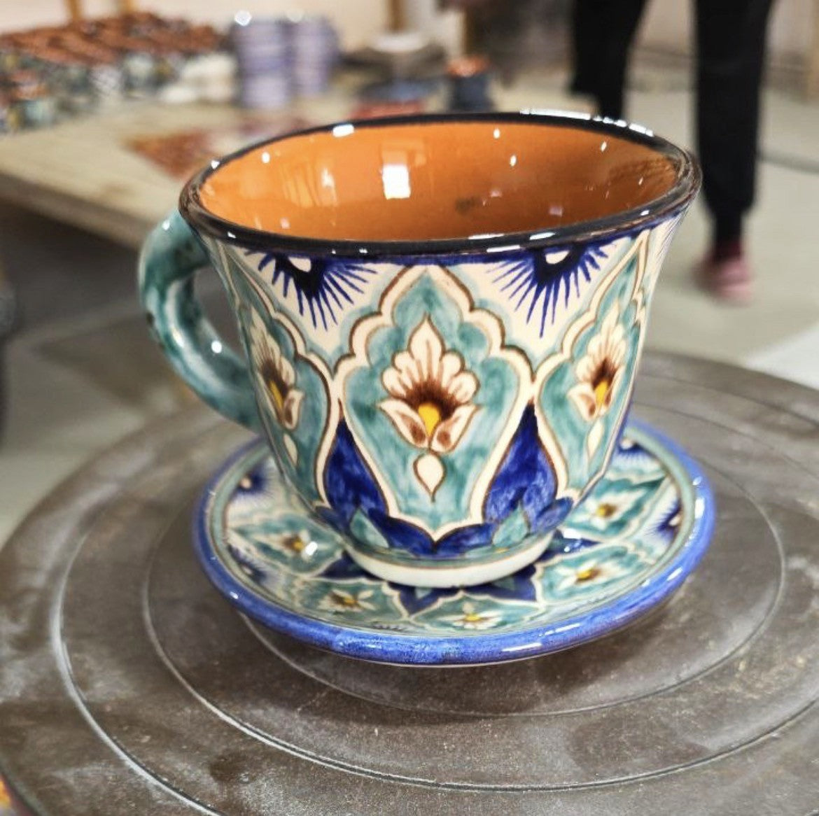 入荷しました★化粧箱入りギフト包装【リシタン陶器C】コーヒーカップ＆小皿ソーサーのセット