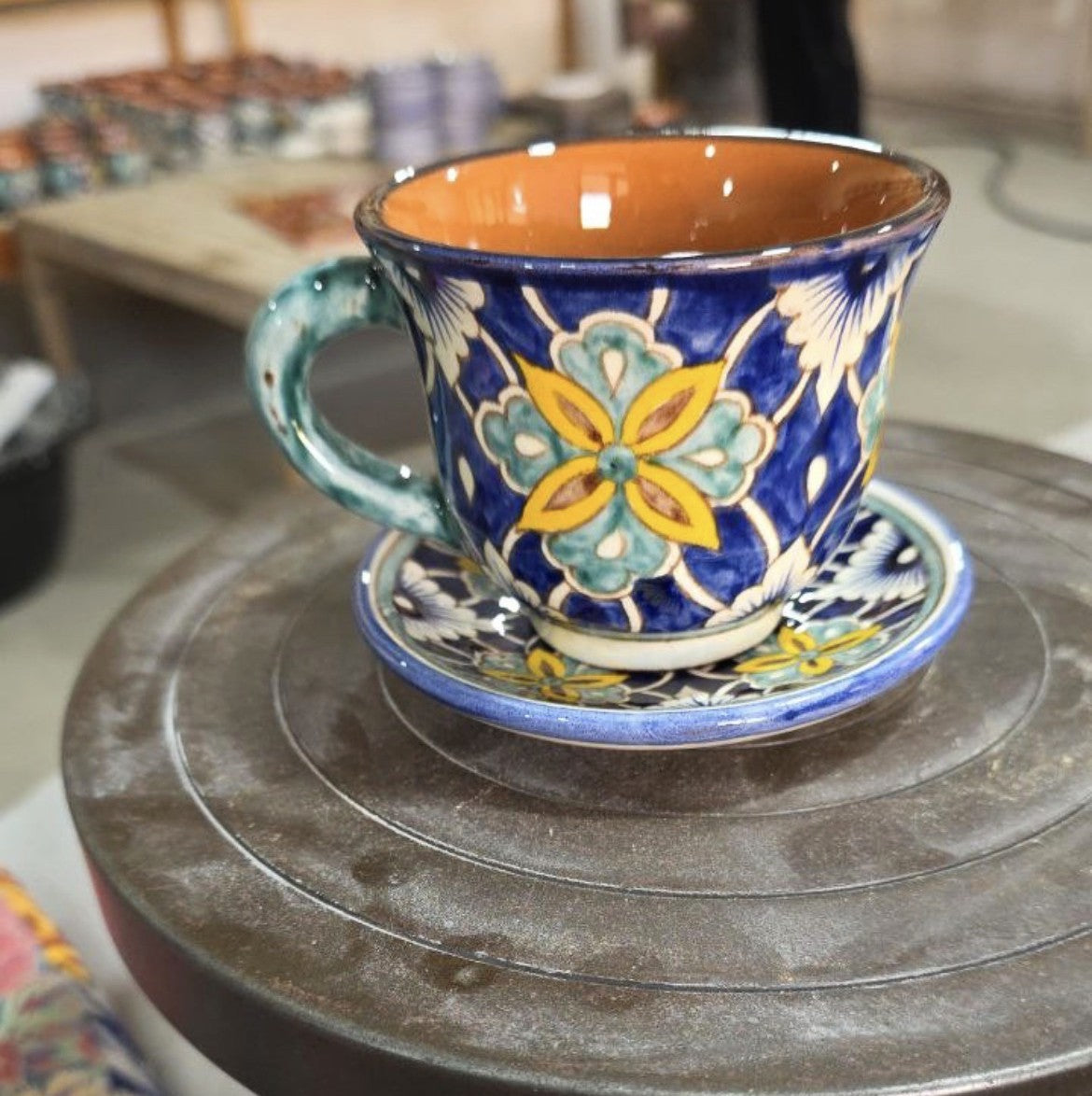 入荷しました★化粧箱入りギフト包装【リシタン陶器B】コーヒーカップ＆小皿ソーサーのセット