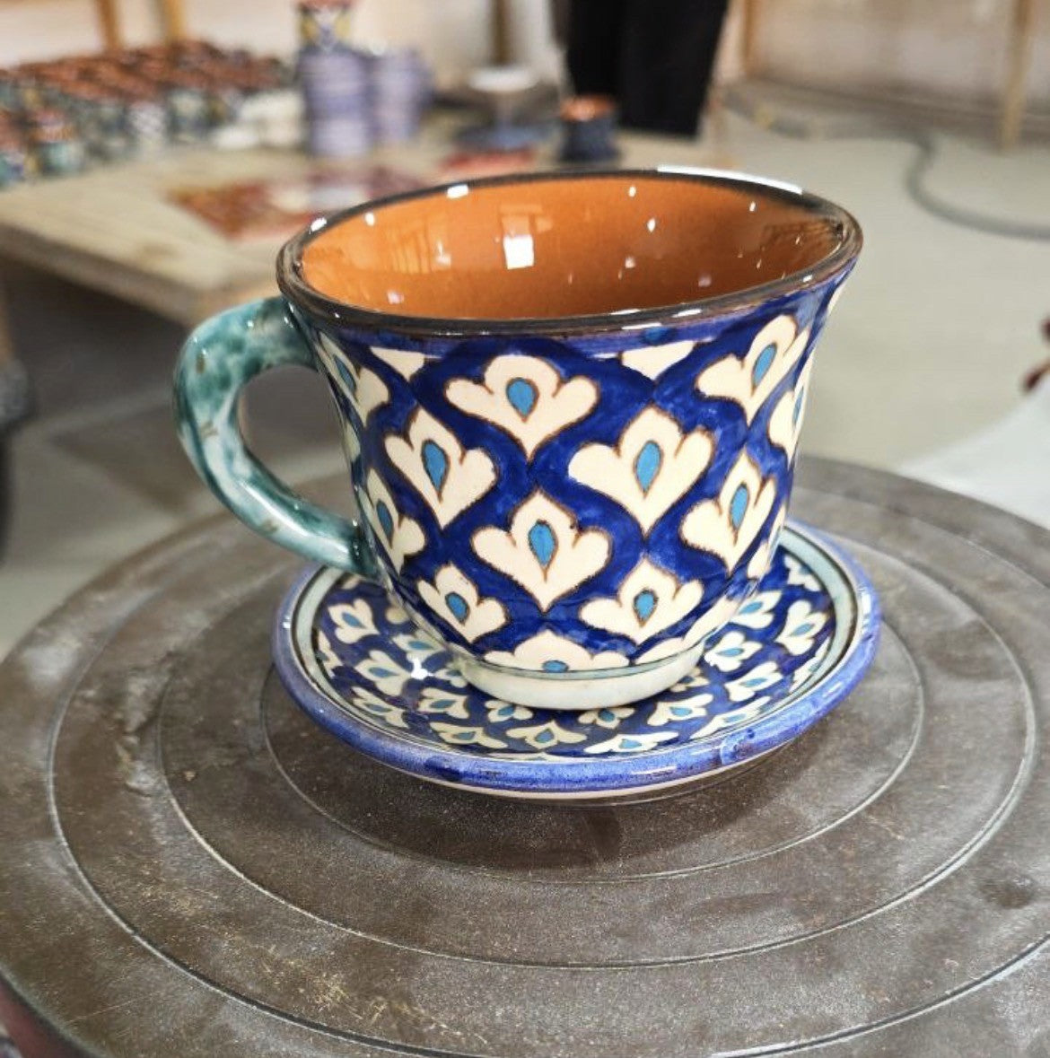 入荷しました★化粧箱入りギフト包装【リシタン陶器A】コーヒーカップ＆小皿ソーサーのセット