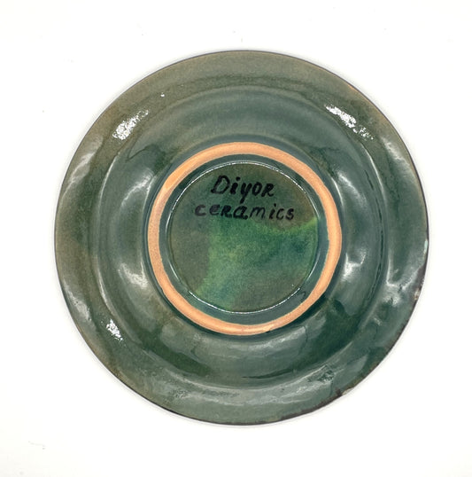 【新商品】リシタン陶器「ザクロの花」直径17.5センチ皿・手描き模様（一点もの）