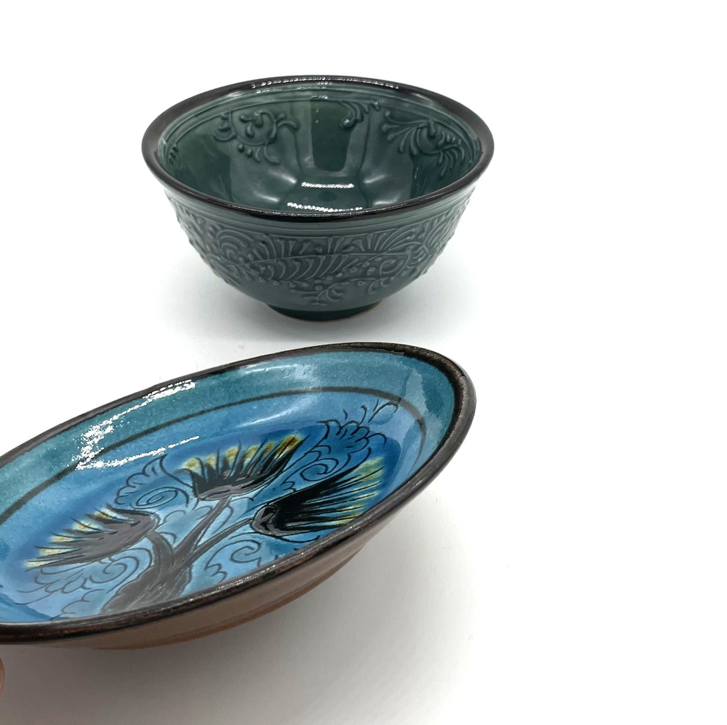 ★６月のNEW【しまろぜ×リシタン陶器販売１周年記念その３】陶芸家サイン入り皿A（リシタン陶器・一点物の手描き・直径１３．５ｃｍ）