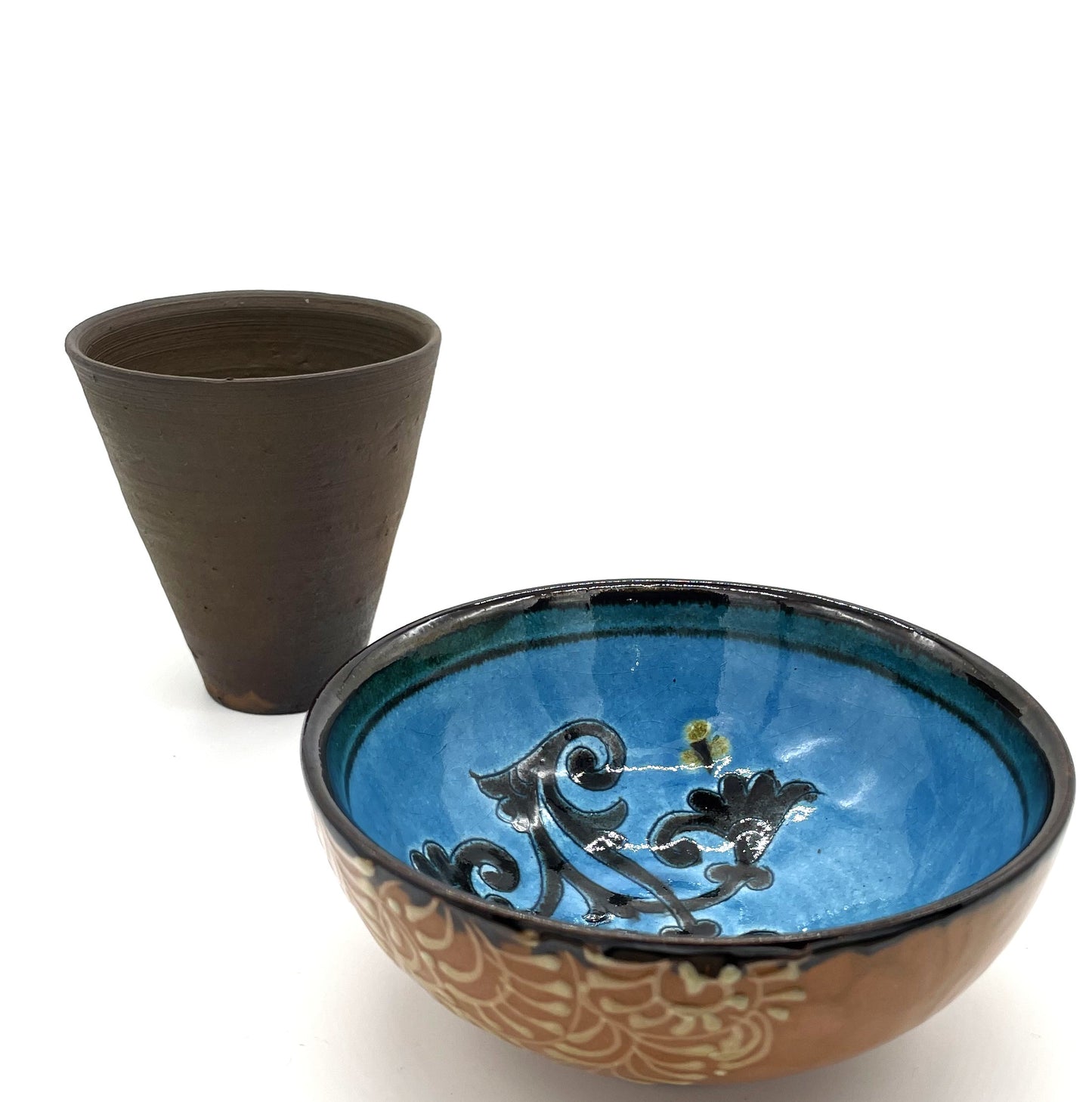 ★６月のNEW【しまろぜ×リシタン陶器販売１周年記念その３】陶芸家サイン入りカフェボウル（リシタン陶器・茶碗B・一点物の手描き）